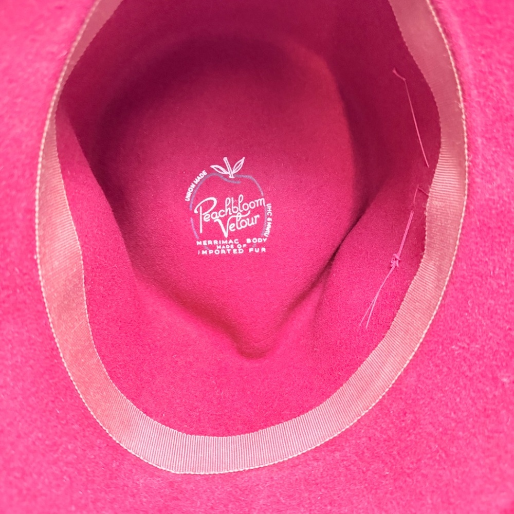 Vintage Peachbloom Velour Red Bucket Hat With Gross Grain Ribbon - Picture 4 of 9